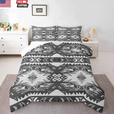 Grey Southwestern Comforter Set King Size Kids Geometric Comforter for Boys Teen - Image 1 of 4