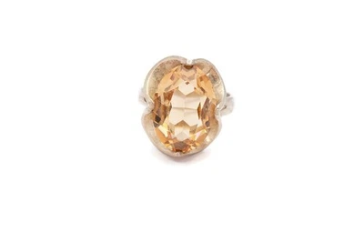 Sterling Silver 925 Yellow Cubic Zirconia Ring Size 5.5 - Image 1 of 4