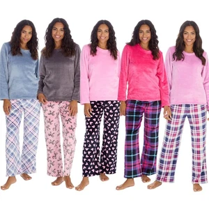 Womens Fleece Pyjamas Ladies Lounge Pyjama Nightwear Set Size 8-22 - Picture 1 of 40