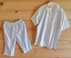 Hajo Damen Pyjama Schlafanzug HELLBLAU/WEISS Karo Grösse L 44/46 Neu - Bild 1 von 2