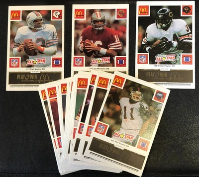 Juego completo de tarjetas de 30 quilates McDonalds All-Star Team Football 1986 raro pestaña negra Foto 1 de 4