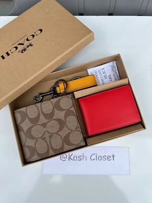 Coach mens wallet 3 in 1 wallet + card case boxed gift set in signature canvas - Image 1 of 4