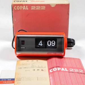 Vintage Copal Model 222 Flip Clock w/Manual & Packaging -NEW/OLD In Box-RED - Picture 1 of 15