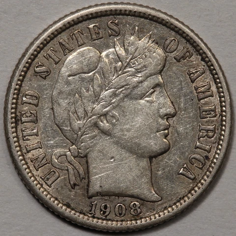 1908-O Barber Dime EF Condition XF - Better Date! Cover