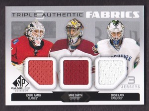 2014-15 SP Game Used Authentic Fabrics Triple Karri Ramo/Mike Smith/Eddie Lack