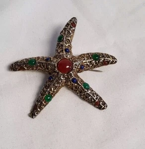 Vintage Zentall seltener Seestern mit Kunststeinen Brosche Pin signiert 2,5" - Bild 1 von 10