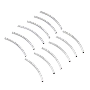 200pcs Tube Beads Brass Curved Silver Jewelry Craft about 2mm wide 35mm long - Picture 1 of 7