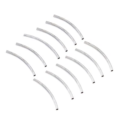 200pcs Tube Beads Brass Curved Silver Jewelry Craft about 2mm wide 35mm long - Image 1 of 4