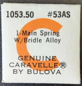 NOS Original Bulova Caravelle Cal. 1053.50 Uhr Hauptfeder mit Trense Teil # 53AS - Bild 1 von 2