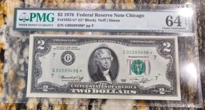 1976 $2 FRN Chicago **STAR** PMG 64EPQ - Image 1 of 2