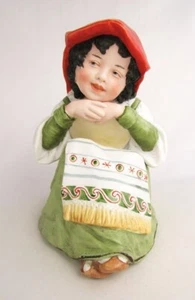 Antike deutsche Biskus Heubach groß 8 1/2" Tiroler Mädchen Tagträumer Figur - Bild 1 von 11