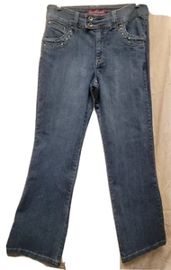 VIntage Gloria Vanderbilt Blue jeans 12, Embroidered, Studs, Tabbed Waist (15) - Picture 1 of 7