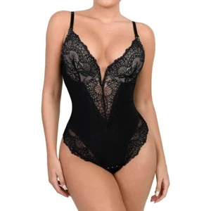 Popilush Lace Shapewear Bodysuit Thong Tummy Control Backless BLACK XL - Picture 1 of 6