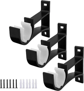 Curtain Rod Bracket 3 Pack, Heavy Duty Curtain Rod Holders Hooks for Wall Curtai - Picture 1 of 12