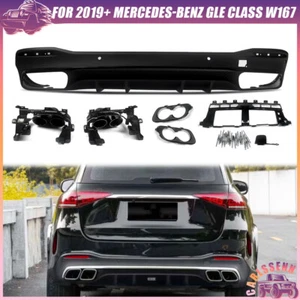 Shark Fins Rear Bumper Diffuser For Mercedes W167 GLE63 2020-2024 w/ Tailpipes - Picture 1 of 14