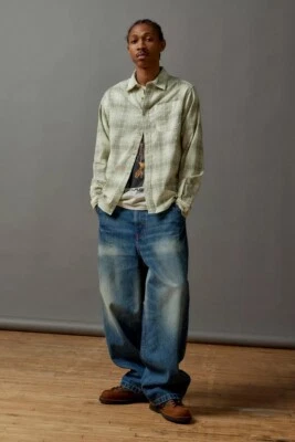 BDG Urban Outfitters Men's Evan Plaid Cord Shirt Green Sz XL Soft - Image 1 of 4