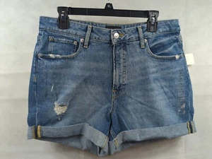 Free Assembly rolled Cuff blue jean Shorts Size 14 Denim Dark wash Stretch NEW - Picture 1 of 16