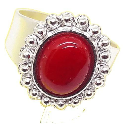 Coralli di Sardegna Anello Corallo Rosso 8x10mm Filigrana Sarda Pallini Argento  - Immagine 1 di 1