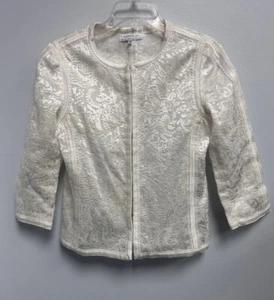 Andrew GN White Paisley Floral Embroidered Blazer Jacket Size 38 - Picture 1 of 7