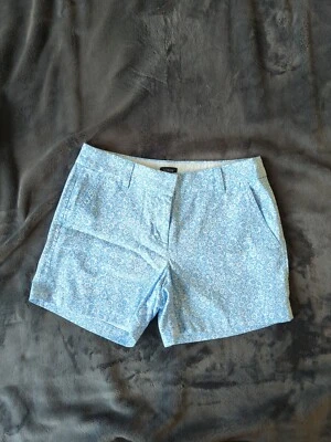 Pantalón Corto Chino Clásico Floral Azul Entrepierna J Crew Para Mujer 5", Talla 2 Foto 1 de 4