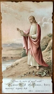 Antique Peace To Men Of Goodwill Jesus God Religious Catholic Mass Holy Card - Picture 1 of 3