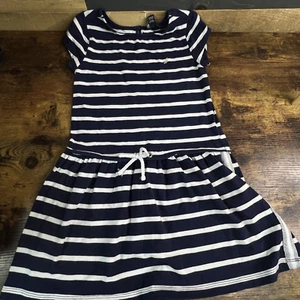 Nautica Blue White Striped Sailor Dress Girls Dress Size 6 - Picture 1 of 3