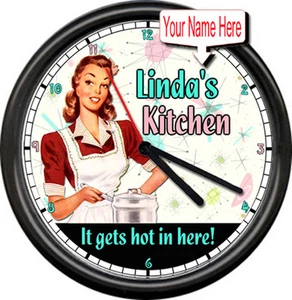 Reloj de pared personalizado Tu nombre cocina retro vintage decoración mamá hermana letrero - Imagen 1 de 1