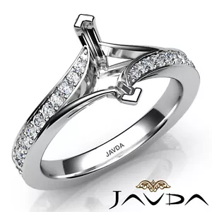 Marquise Diamond Engagement Pave Setting Semi Mount Split Shank Ring 0.35Ctw. - Picture 1 of 29