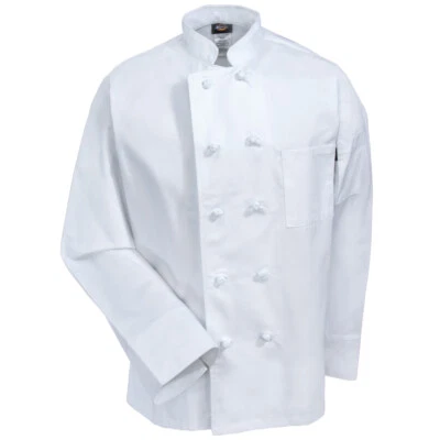 NWT DICKIES UNISEX KNOT BUTTON CHEF COAT WHITE  DC43 - Image 1 of 4