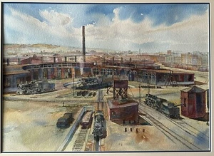 Ray Warren Watercolor Painting “CPR Roundhouse At False Creek”Vancouver Artist - Picture 1 of 18