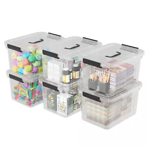 6PCS 12 Quart Latching Storage Box Stackable Bin w/ Latch Lid Plastic Container - Picture 1 of 10