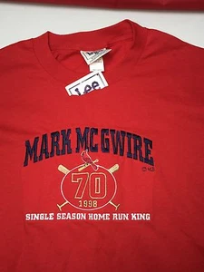Mark McGwire 70 Single Season Home Run Embroidered Shirt Red Size Large NWT - Picture 1 of 5