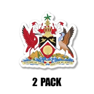 Escudo de armas de Trinidad y Tobago PEGATINA vinilo troquelado calcomanía bandera 4 pulgadas 2 paquetes - Imagen 1 de 3
