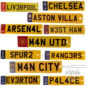 Football Air Freshener Car Mirror Hang Club Team Gift FC Soccer Fan Number Plate - Picture 1 of 16