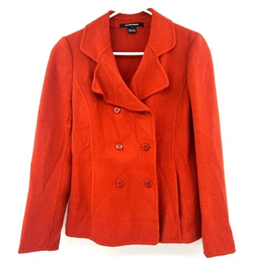 Ellen Tracy Boiled Wool Orange Blazer Sweater Women's 4 - Image 1 of 4