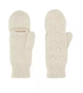 PEOPLE TREE Cream Knitted Gloves Hand Wool Bobble Mittens Fair Trade £29 - Picture 1 of 8
