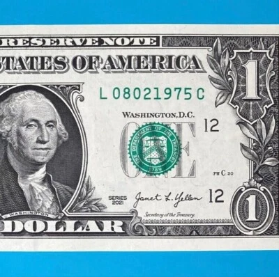 August 2, 1975 / 8 February 1975 : L 08021975 C $1 One Dollar Bill BIRTHDAY *AU* - Image 1 of 4