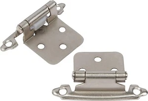 1-1/4 Variable Overlay Cabinet Door Self Closing Facemount Hinge Nickel w Screws - Picture 1 of 9
