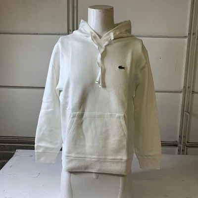 LACOSTE Relaxed Fit Pique Hoodie Women's Size 38-6 White Foto 1 de 4