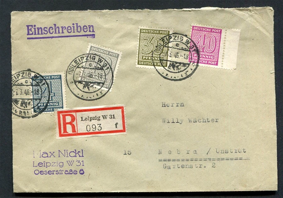 Germany - AMG - Soviet Zone - West Saxony : Scarce R-Cover from 1946 - Leipzig - Image 1 of 1