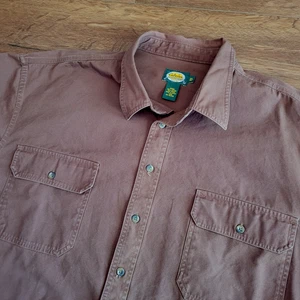Cabelas Shirt Mens 3XL Tall Brown Button Down Outdoor Heavy Flap Pockets Cotton - Picture 1 of 11