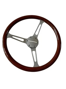 Volante Per Auto Universale Vintage Classico In Legno Da 15 Pollici Sportivo - Picture 1 of 5