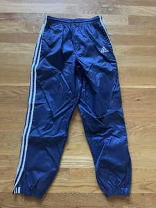 Vintage Adidas Hose Jugend Jungen Large Navy Windbreaker Ankle Zip Track 90s Y2K - Bild 1 von 5