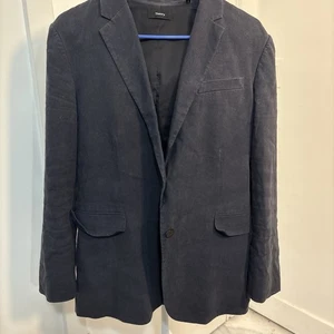 Theory Women’s Dark Blue Linen Single Button Jacket Sz 6 - Picture 1 of 9