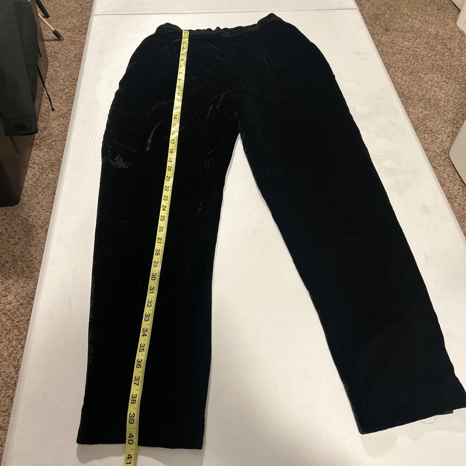 Quiet 豪华 Ralph Lauren 黑色天鹅绒假日丝绸混纺裤子女式钱码 8 — 第 1/4 张图片