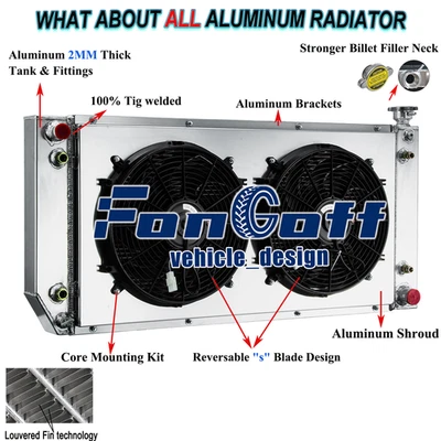 3Row Radiator+Shroud Fan Fit 1996-2000 1998 Chevrolet GMC C/K 1500 2500 3500 AT — 第 1/4 张图片