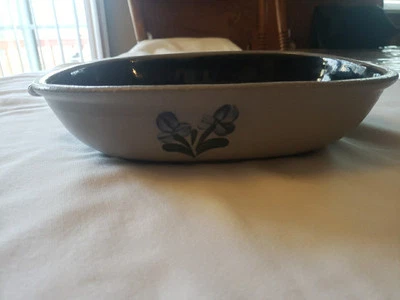 Vintage Rowe Pottery Works Salt Glaze Cambridge WI Casserole Dish Flowers1998 - Image 1 of 4