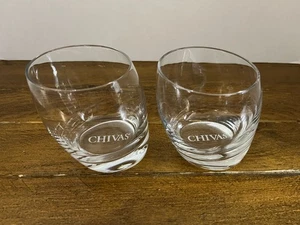 Chivas Regal schräge geneigter Boden geätzte Gläser Lowball / Rocks - 2er Set - Bild 1 von 6