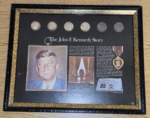 Collezione monete mezzo dollaro vintage John F. Kennedy Story incorniciate 6 monete USA - Foto 1 di 5