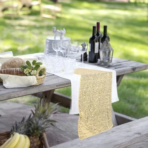 Golden Sequin Table Flag Glitter Decorative Tablecloth - Picture 1 of 9